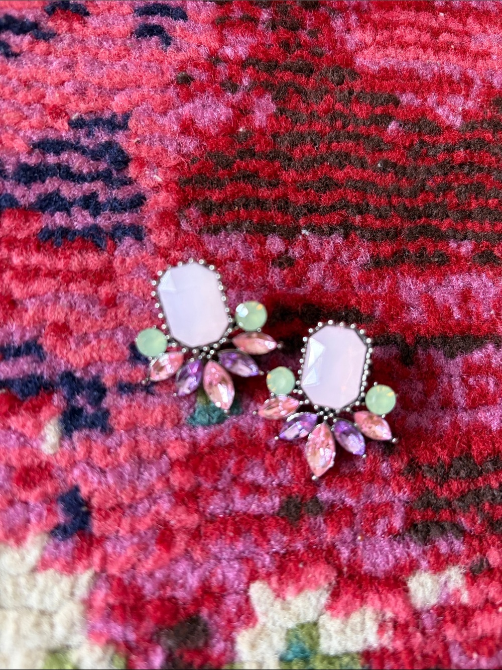 Pink & Green Crystal Statement Earrings